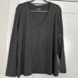 New Banana Republic Grey Long Sleeve V-Neck Timeless Tee